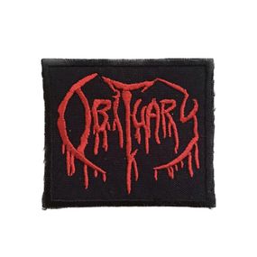 Нашивка на одежду (термо) Obituary 80*70 мм Чорний