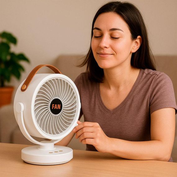 Аккумуляторный мини вентилятор VU-05/FS-25 с поворотом / Вентилятор Mini fan с LED-подсветкой и USB | Зображення 3