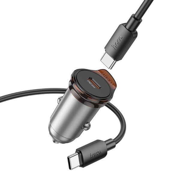 АЗП Hoco NZ16 Rigorous PD30W (1USB-C) + кабель Type-C to Type-C Metal grey | Зображення 4