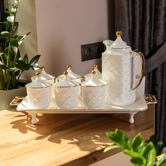 Чайный сервиз на 6 персон, с заварочным чайником, белый. | Зображення 8