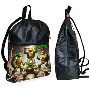 Рюкзак-мешок для обуви,спортивной формы Черепашки-ниндзя детская сумка для сменки с расширителем (01345)