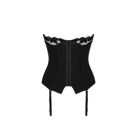 Корсет з мереживними чашками Obsessive Editya та пажами для панчох, чорний, XS/S Sex Aura | Зображення 3