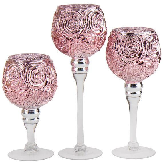 Подсвечники Rozerio Pink в наборе из 3 штук