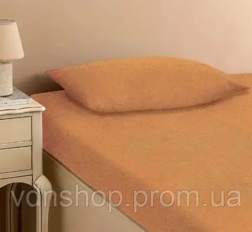 Персиковая Простынь махровая на резинке с наволочками Anisa (220х240+30 см) | Зображення 3