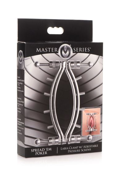 Затискач для вагіни Master Series: Spread 'Em Poker Vagina Clamp with Adjustable Pressure Screws, ши | Зображення 5