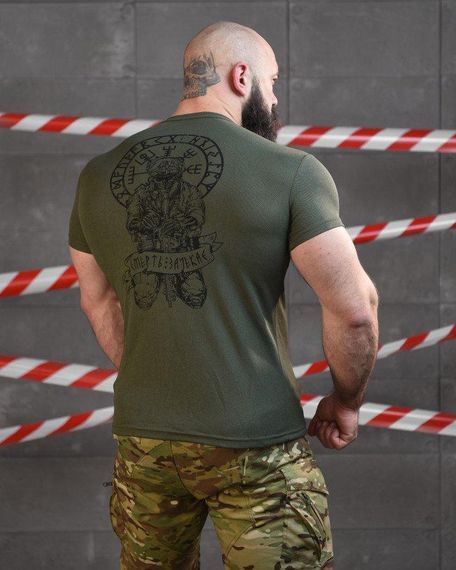 Тактична футболка потовідвід SABUR РУНИ ОЛИВА ВТ6563 | Зображення 2