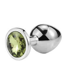 Металевий Анальна пробка Silver, light green crystal розмір М sexstyle