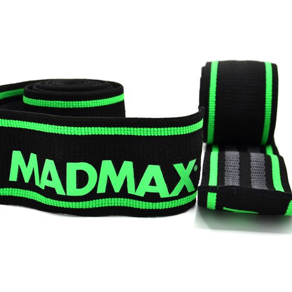 Бинти на коліна MadMax MFA-299 Non slide &amp; slip knee wraps 2.0m Black/Green | Зображення 5