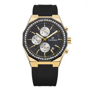 Наручний механічний годинник Forsining 8314 Black-Gold
