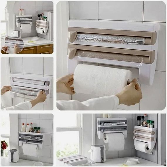 Кухонный диспенсер для пленки, фольги и полотенец Kitchen Roll Triple Paper dispenser, держатель для полотенец | Зображення 1