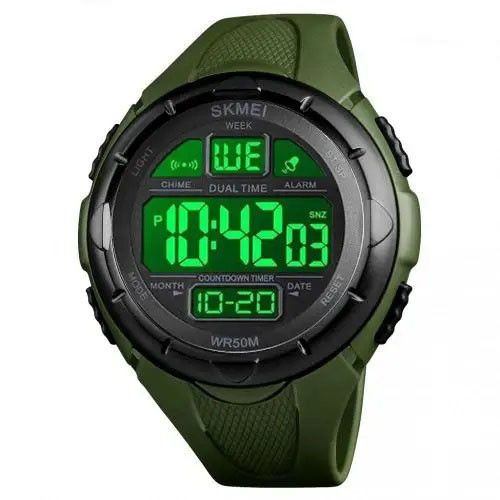 Водостійкий тактичний годинник SKMEI 1656GN ARMY GREEN | Годинник армійський оригінал | Військовий EJ-368 тактичний годинник | Зображення 2