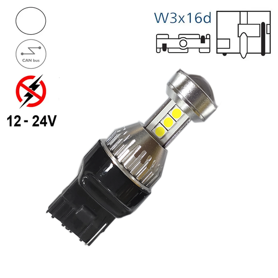 Автолампа W21W 7440, цоколь W3x16d, 3030х8smd, обманка CunBas, 12-24В | Зображення 1