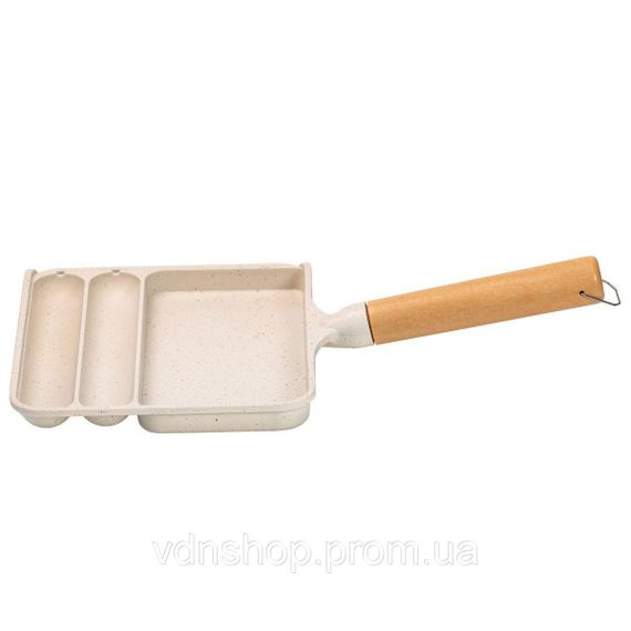 Сковорода прямоугольная на 3 секции с антипригарным покрытием бежевая HP39572W | Зображення 1