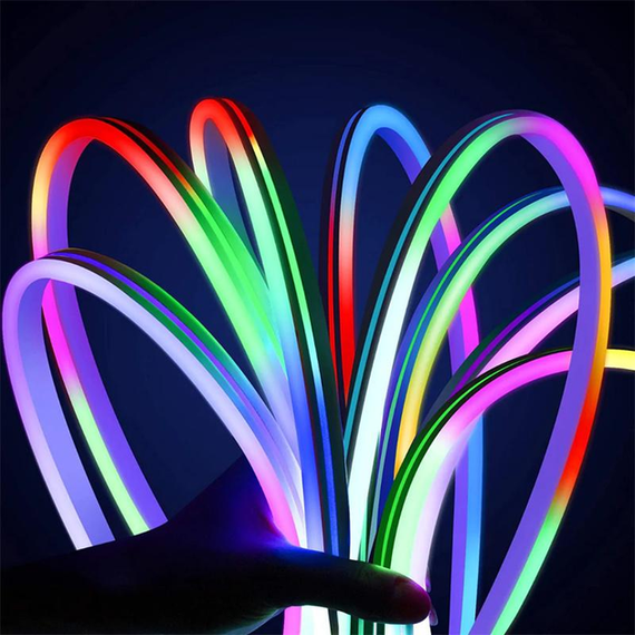 Розумна гнучка LED Neon RGB стрічка-шланг 3 метрів від USB управління режимами з телефону, Bluetooth додаток, пульт | Зображення 2