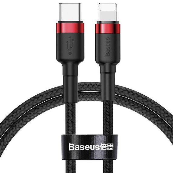 Дата кабель Baseus Cafule Type-C to Lightning PD 20W (1m) (CATLKLF) Red / Black