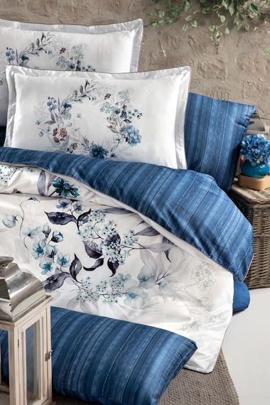 Постельное белье La Romano Premium Satin 200×220 Floral Blue | Зображення 1