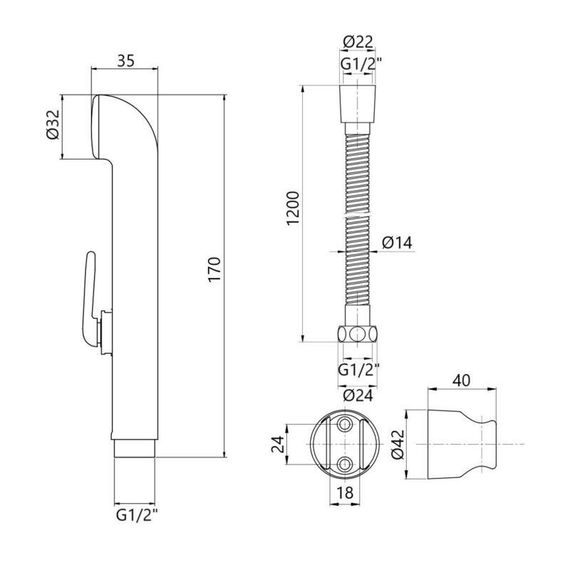 Набор для гигиенического душа Qtap Inspai-Varius округлый QTSETCRMA021 Chrome/Grey (Set) | Зображення 1