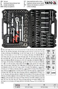 Набор головок торцевых YATO Польша 1/4'' 1/2'' 108 штук YT-38791