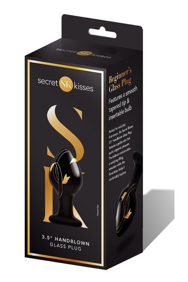 Анальна пробка зі скла ручної роботи Secret Kisses, чорний Sex Aura | Зображення 2