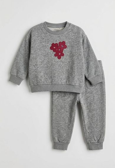 Дитячий теплий спортивний костюм для дівчинки Green Cotton 80 см Сірий-меланж (251112127)