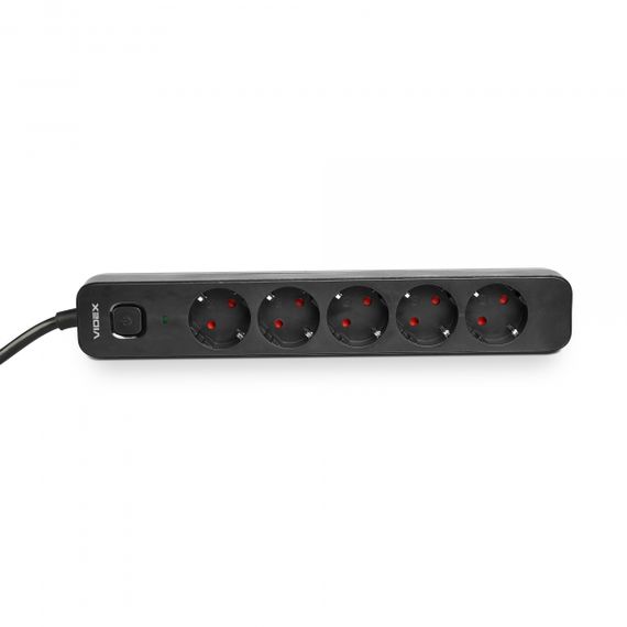 Мережевий подовжувач VIDEX ONCORD з/з 5п 3м (3x1.5мм) з кнопкою Black | Зображення 3