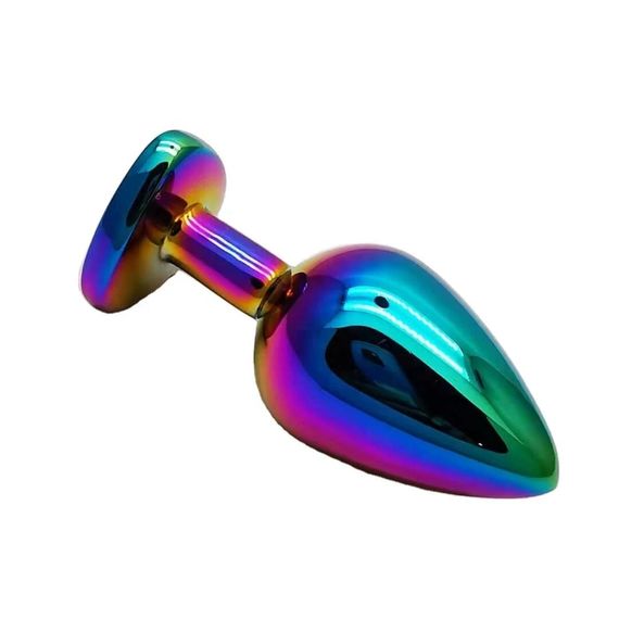 Анальна пробка Egzo Multicolor Heart Plug S з бірюзовим кристалом та сталевим корпусом Sex Aura | Зображення 2