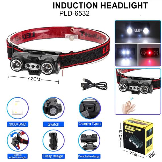 Фонарь налобный 6532-3030+SMD(WHITE+RED) | Зображення 1