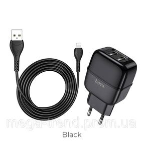 Адаптер мережевий Hoco Lightning cable Highway C77A |2USB, 2.4A|
