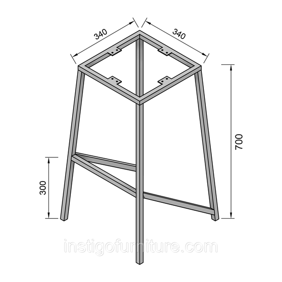 Каркас для барного табурета из металла 340×340mm, H=700mm | Зображення 4