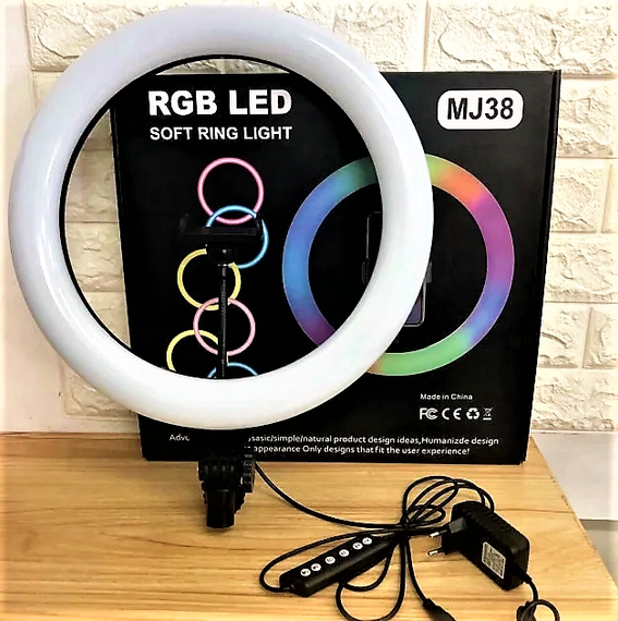 Кольцевая LED лампа RGB MJ38 38см 220V 1 крепл.тел USB + пульт | Зображення 5