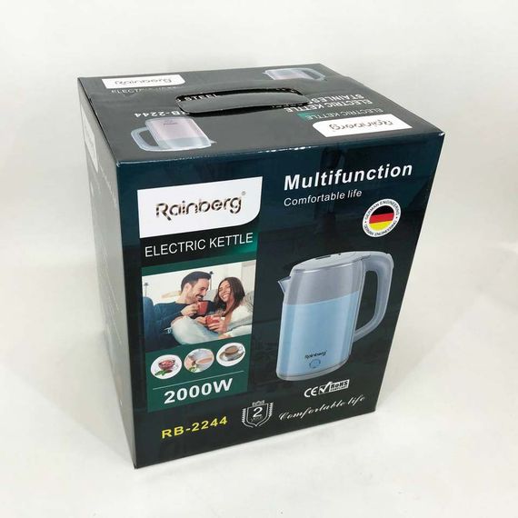 Електрочайник дисковий Rainberg RB-2244 2000 Вт 2л, стильний електричний чайник. VJ-761 Колір: блакитний | Зображення 9