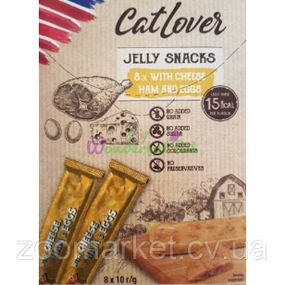 Ласощі для котів CatLover Jelly Snacks, сир, шинка та яйце в желе, 1 стік, 10 г