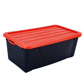 Ємність 40л для зберігання речей з кришкою чорний/помаранч Алеана