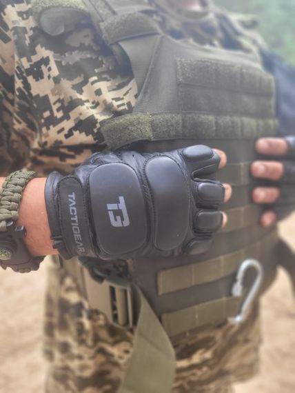Перчатки тактические кожаные без пальцев TACTIGEAR PS-8801 Patrol Black L | Зображення 6