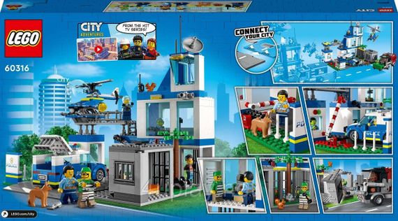 Конструктор LEGO City Полицейский участок с фургоном, мусоровозом и вертолётом (60316) | Зображення 1