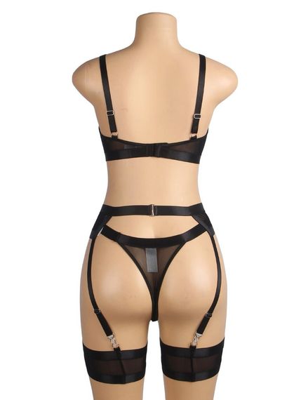 Комплект белья черный Star Night бюстье+стринги+пояс для чулков+гартеры (без коробки) Sex Aura | Зображення 4