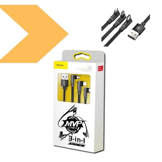 USB кабель 3-в-1 Micro / Lightning / Type-C Baseus MVP 1.2m 3.5A (33729-01_223) | Зображення 1