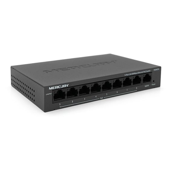 Коммутатор POE Mercury MS09CPS с 8 портами POE+1 порт UP-Link 100Мбит