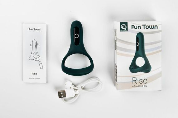 Подвійне ерекційне кільце Fun Town Rise Turquoise, керування зі смартфона | Зображення 3
