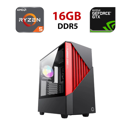 Ігровий ПК Stalker Contac COC BR Tower / AMD Ryzen 5 8400F (6 (12) ядер по 4,2 - 4,7 ГГц) / 16 ГБ DDR5 / 960 ГБ SSD / nVidia GeForce RTX 5060, 8 ГБ GDDR7, 128-bit
