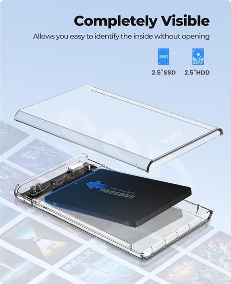Чохол для жорсткого диска, захисний, прозорий з USB 3.0, ORICO для 2.5-дюймового зовнішнього жорсткого диска. | Зображення 1