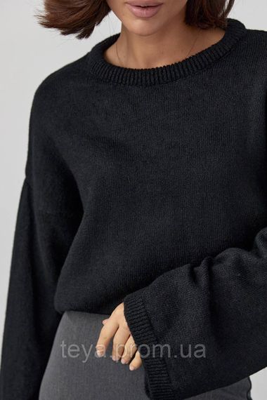 Однотонний в'язаний джемпер oversize колір чорний розмір S FL_000890 | Зображення 2