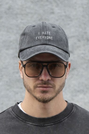 Кепка бейсболка Vintage Without з принтом Hate Black | Зображення 3