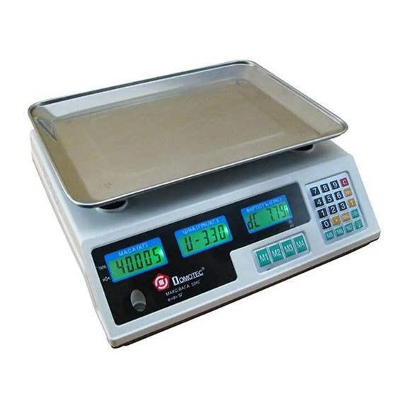 Ваги торгові електронні до 50кг, Domotec MS 228 / Акумуляторні електроваги з лічильником ціни | Зображення 1