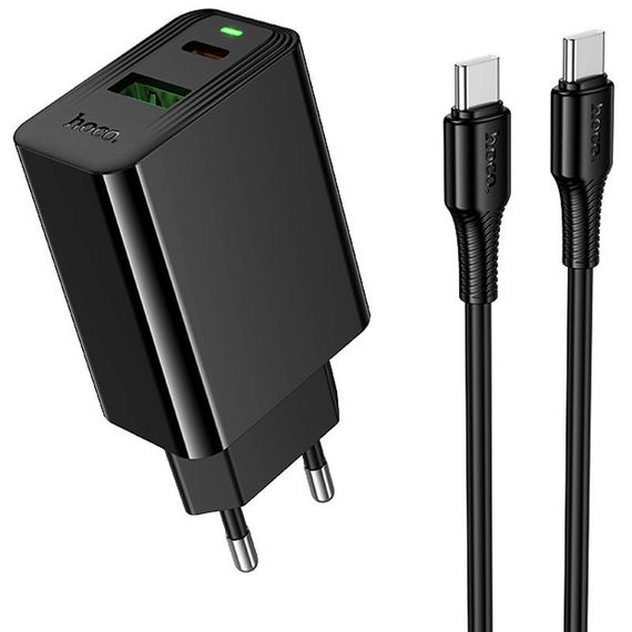 СЗУ Hoco CS94A Leader PD20W+QC3.0 (1USB-A/1C) + кабель Type-C to Type-C Black