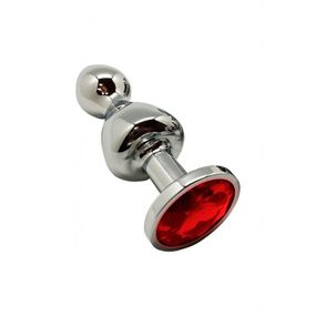 Металева анальна пробка Wooomy Lollypop Double Ball Metal Plug Red M, діаметр 3,1 см, довжина 9,4 см Sex Aura