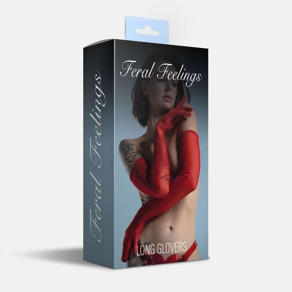 Рукавички довгі сітка Feral Feelings - Long Glover M, червоні | Зображення 1