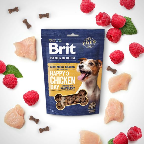 Ласощі Brit Premium Semi-moist Snacks Chicken with Raspberry напіввологі для cобак з куркою і малиною 180 г | Зображення 1