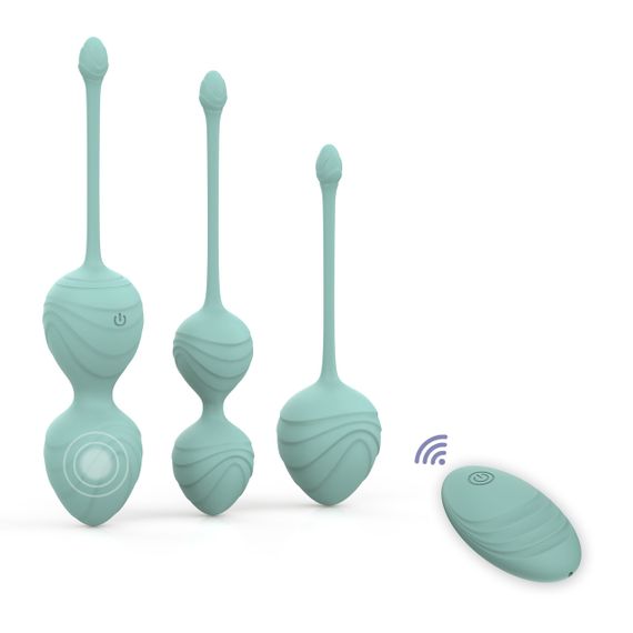 Набір вагінальних віброкульок Every Night Toys Audrey, 3 шт, з дистанційним пультом, бірюзовий sexstyle