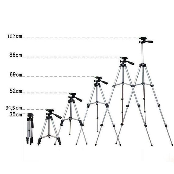 Штатив для телефона и фотоаппарата Tripod 3110 PRO портативный трипод 0,35-1.02м высота. Цвет: серебряный | Зображення 1